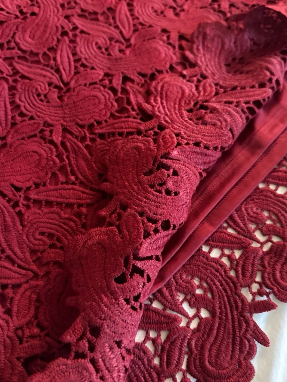 Express Burgundy Lace Mini Skirt